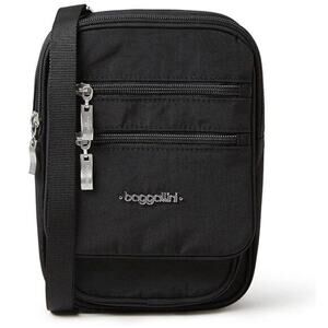 Baggallini Crossbody Multi-Pocket Organizer Travel Bag BLACK Nylon Purse basic